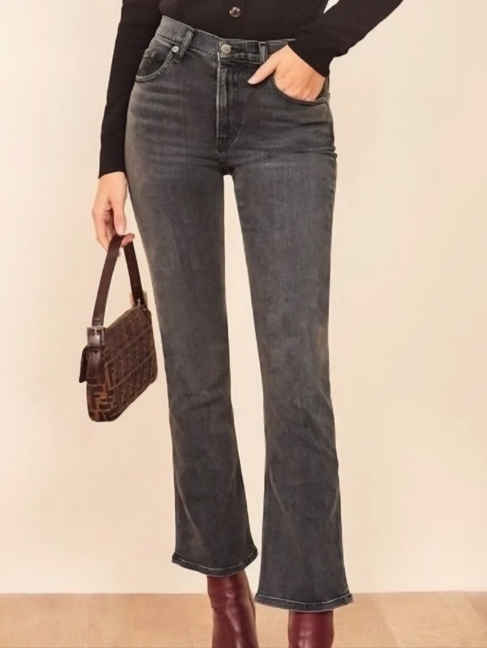 Reformation Jesse High Crop Boot Jeans Women’s 28 Black Wash Radonda High Rise